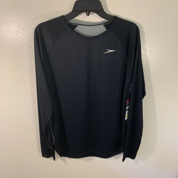 Speedo Mens Black UPF 50+ Long Sleeve Swim Shirt - Picture 1 of 10